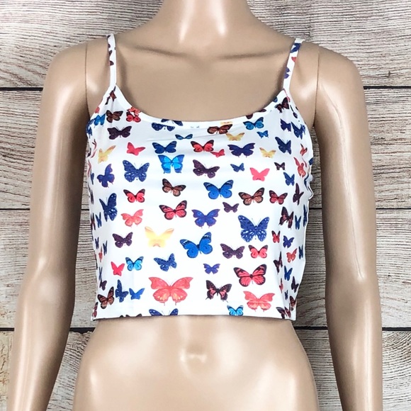 Boutique | Butterfly Cami Crop Top - Picture 4 of 8
